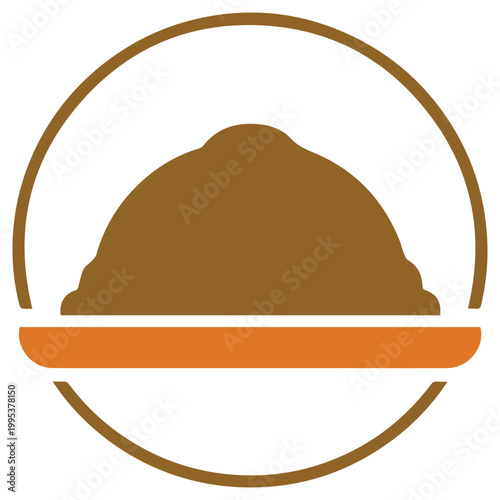 Minimal Food Plate Icon with Dome Cover – Restaurant Serving Dish Logo Design