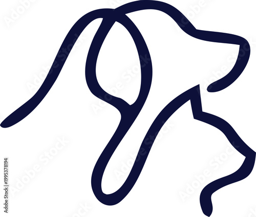 Minimalist cat and dog care logo silhouette vector, perfect for pet clinics, grooming services, veterinary branding, and animal care businesses.