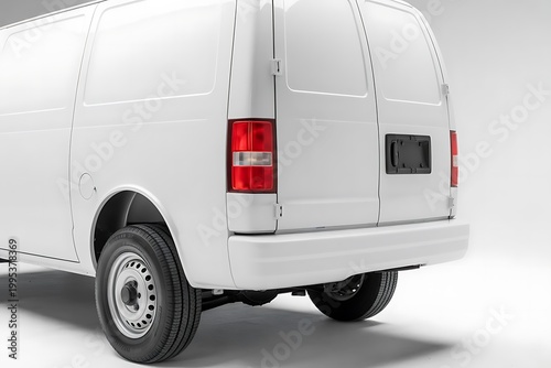 White Chevrolet Express Cargo Van Rear View, Commercial Fleet & Delivery Vehicle, cargo van mockup, delivery van, delivery vehicle