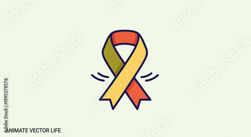 Vibrant green yellow and orange awareness ribbon flat vector illustration icon symbolizing support