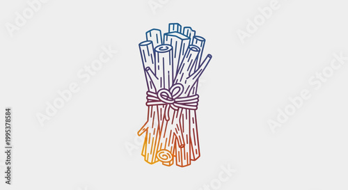 Vibrant illustration of a tied bundle of natural stalks or herbs with a colorful gradient effect