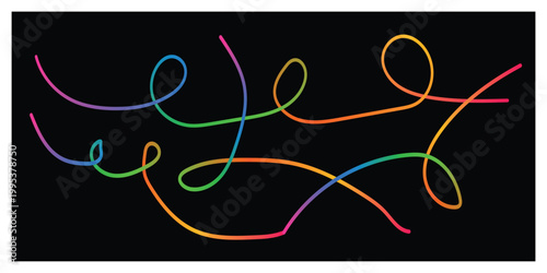 Colorful light painting abstract dynamic swirls and loops in darkness