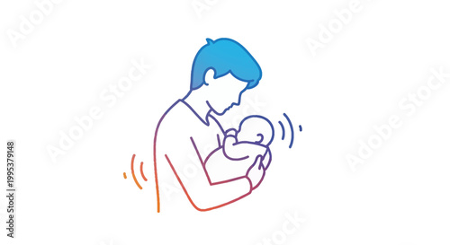 Heartwarming illustration of a father tenderly cradling his baby symbolizing profound parental