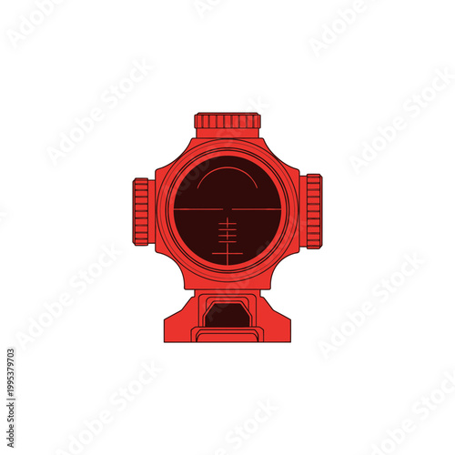 Red tactical rifle scope optic sight vector illustration