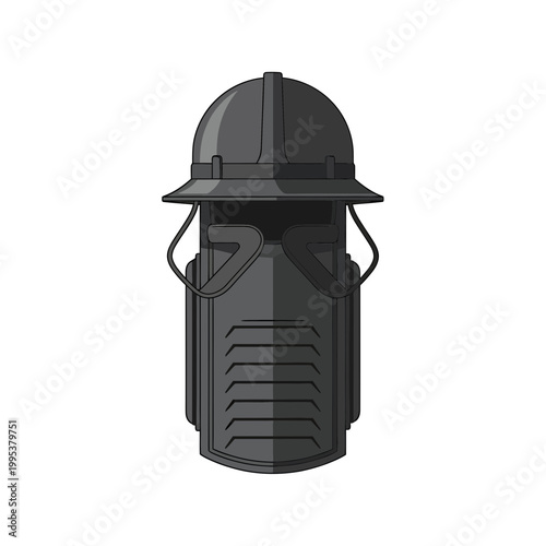 Tactical Armor Helmet with Face Mask Vector Illustration