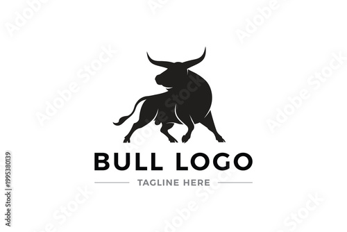 A bold bull silhouette with prominent horns, symbolizing power, resilience, and a strong brand identity.