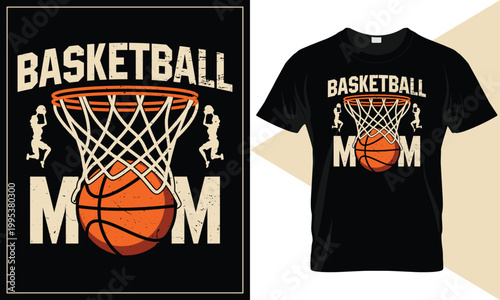 Basketball mom, March Madness Editable basketball t-shirt design illustration for Screen print, DTF print and DTG printing.