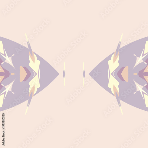 Quadro em tela Wedding dusky mauve symmetrical decorative pattern in pale primrose, apricot sor
