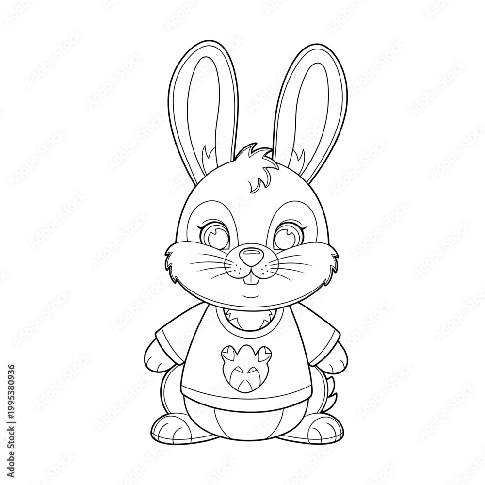 Fototapeta premium Cute bunny rabbit character outline for children coloring book