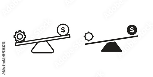 Photos Leverage icon line style collection. Simple black solid icons