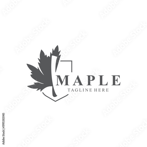Maple leaf logo design vintage style graphic illustration template