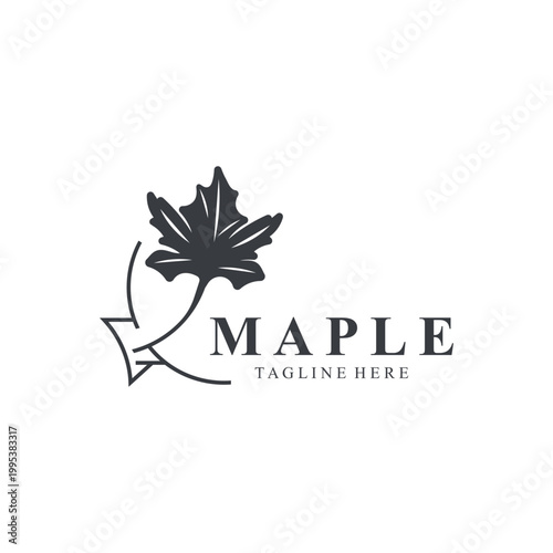 Maple leaf logo design vintage style graphic illustration template