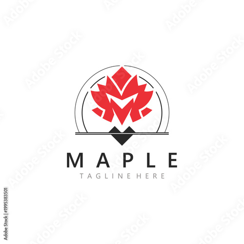 Maple leaf style logo simple design graphic illustration