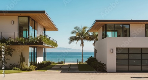 Modern coastal residence with ocean view a luxurious architectural design in a sunny climate