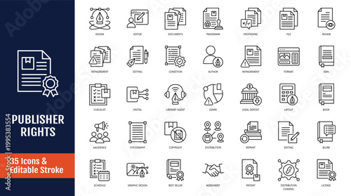 Принти на полотні Publisher Rights Icon Set