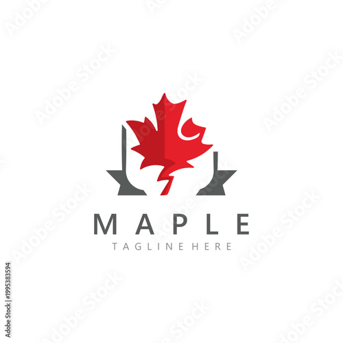 Maple leaf style logo simple design graphic illustration