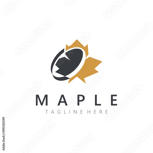 Maple leaf logo design vintage style graphic illustration template