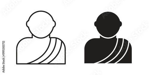 Monk icon line style collection. Simple black solid icons