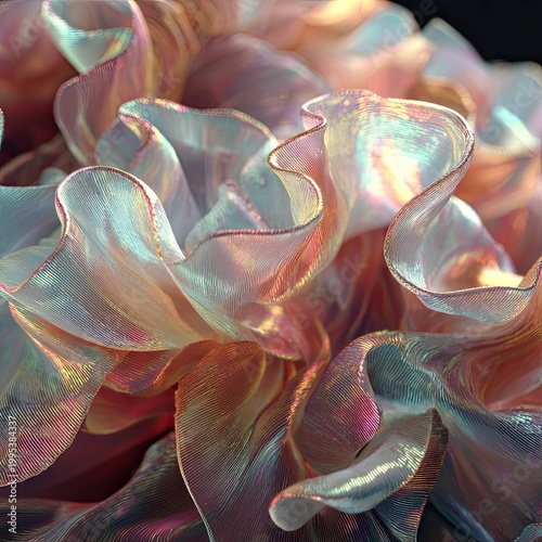 Iridescent fabric folds catch light