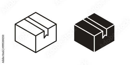 Order receive icon line style collection. Simple black solid icons