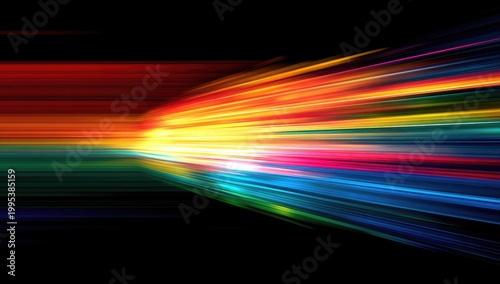 Blurry, bright, colorful streaks against dark backdrop