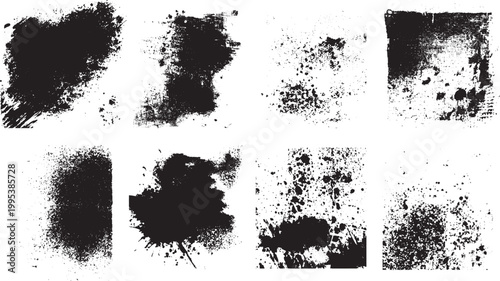 Brush strokes vector set with rough grunge paint lines Abstract paint brush strokes with thick texture effect