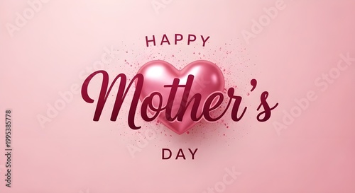 Happy mother's day gift box with heart and flowers