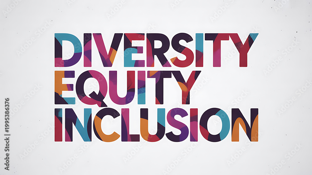 Fototapeta premium Diversity Equity Inclusion Text Design symbolizing global connectivity and communication