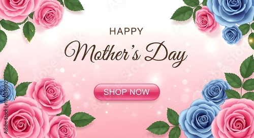 Happy mother's day greeting card with roses pattern