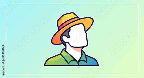 A vibrant vector illustration of a faceless person wearing a stylish hat and colorful shirt