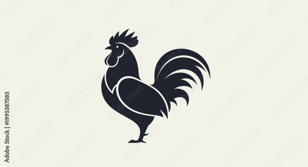 Fototapeta premium A black silhouette of a rooster.