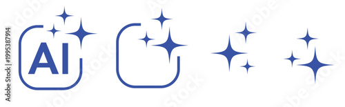 Artificial intelligence stars app logo colorful icon set. Create generate prompt ai application symbol collection vector illustration