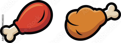 Cartoon chicken drumsticks illustrated in bold colorful style representing tasty fast food and meat concept