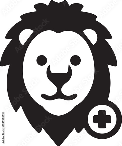 Funny cartoon dog and man face with mustache showing a cute happy expression in a comic style illustration