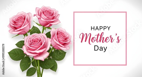 Happy mother's day card with flowers and text
