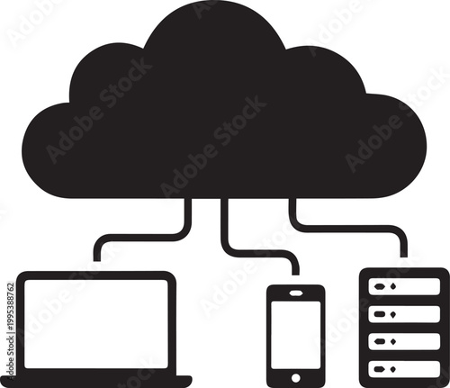 Black silhouette of person using smartphone laptop and tablet devices de