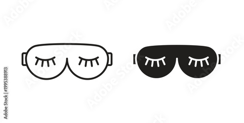 Sleeping mask icon design line and solid vector pack on white background