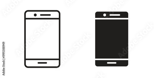 Smartphone icon design line and solid vector pack on white background