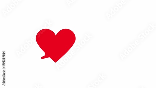 Animated Red Heart and Love Text on a White Background.