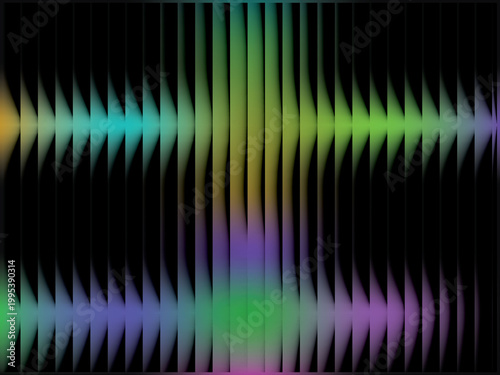 Abstract audio spectrum with vibrant gradient colors and vertical bars sound wave