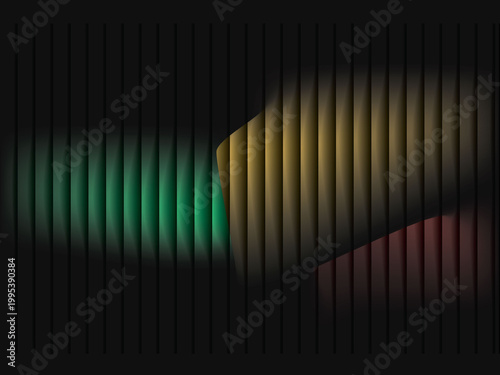 Abstract Geometric Light Shapes on Vertical Black Stripes background