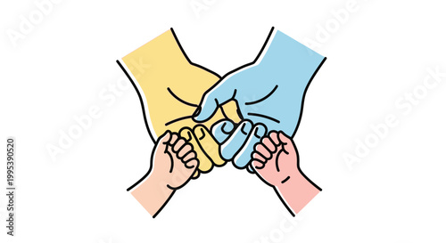 A heartwarming illustration of a loving family's hands symbolizing unity and care across generations