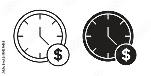 Time is money icon design line and solid vector pack on white background