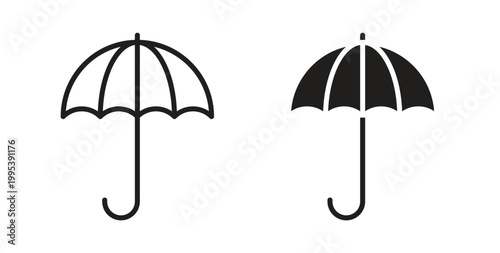 Umbrella icon design line and solid vector pack on white background