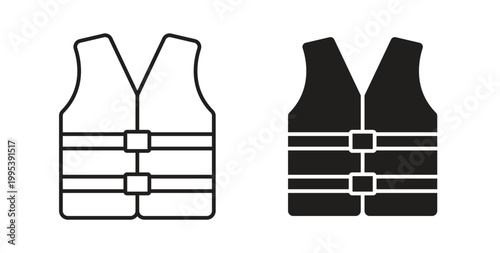 Vest jacket icon design line and solid vector pack on white background