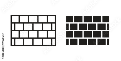 Wall icon design line and solid vector pack on white background