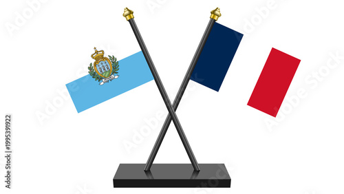 Bild auf Leinwand Flag of France and San Marino