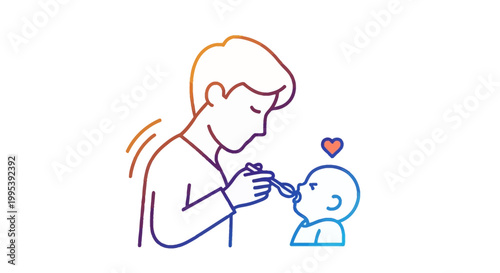 A heartwarming illustration of a parent lovingly feeding their baby, symbolizing care and bonding