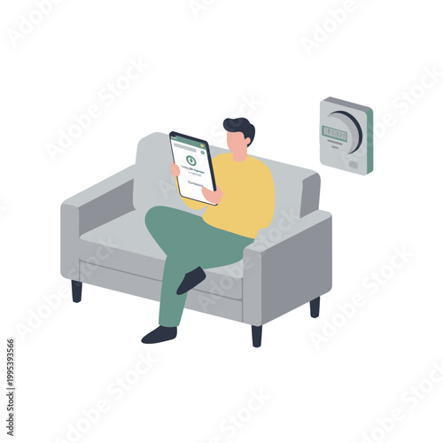 Person sitting on sofa using tablet device.