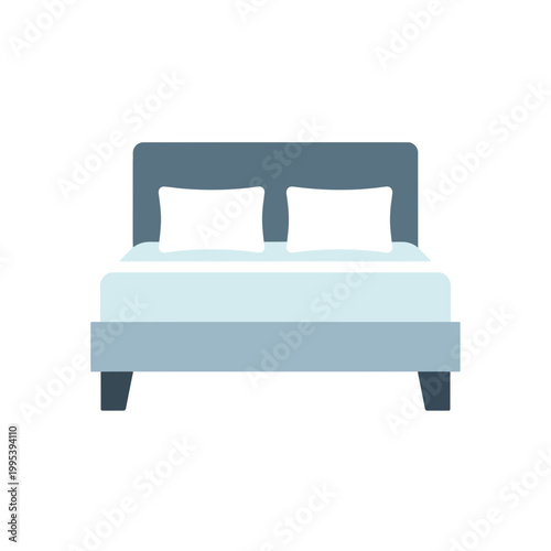 Modern Bed with Two Pillows.